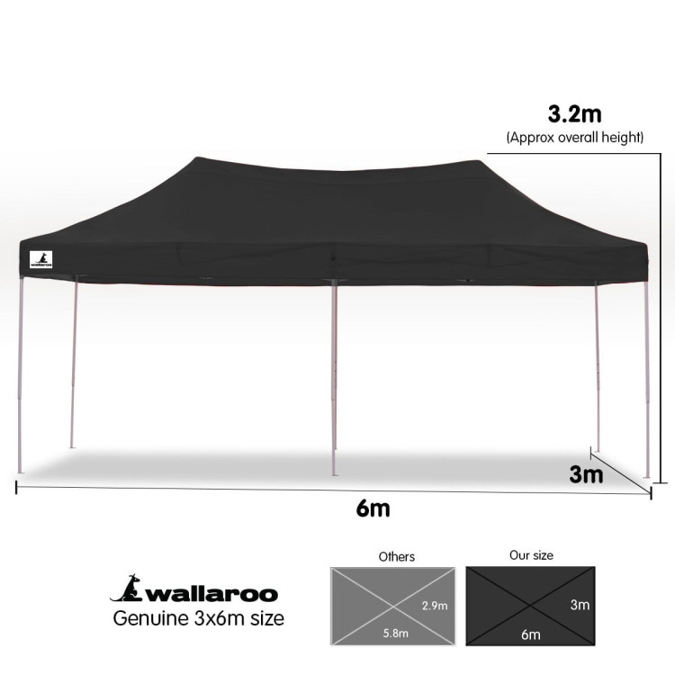 Gazebo Tent Marquee 3x6m PopUp Outdoor Wallaroo Black image 15
