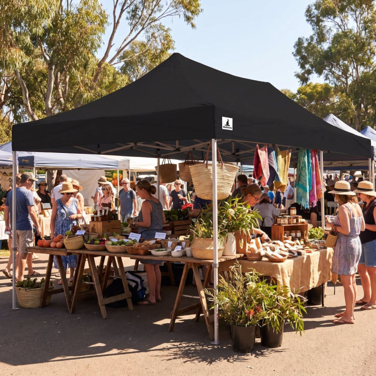 Gazebo Tent Marquee 3x6m PopUp Outdoor Wallaroo Black image 3