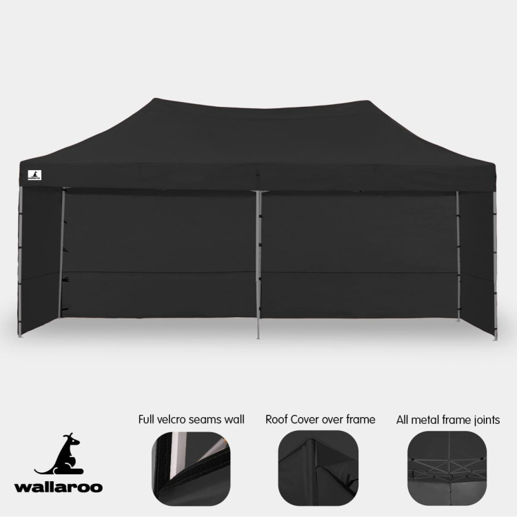 Gazebo Tent Marquee 3x6m PopUp Outdoor Wallaroo Black image 12