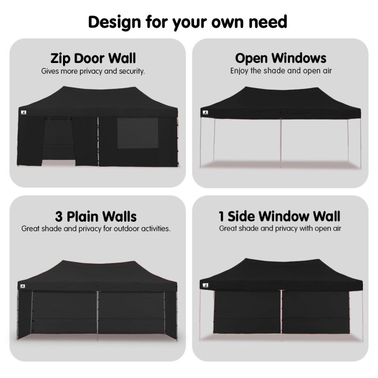 Gazebo Tent Marquee 3x6m PopUp Outdoor Wallaroo Black image 14