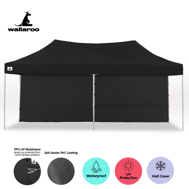 Gazebo Tent Marquee 3x6m PopUp Outdoor Wallaroo Black image 6