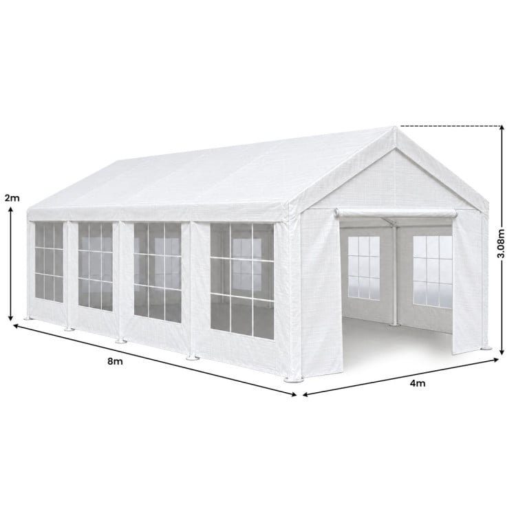 Wallaroo 4x8m Outdoor Event Marquee Party Tent Pavilion Gazebo Canopy with Removable Sidewalls & Zip Door - White image 4