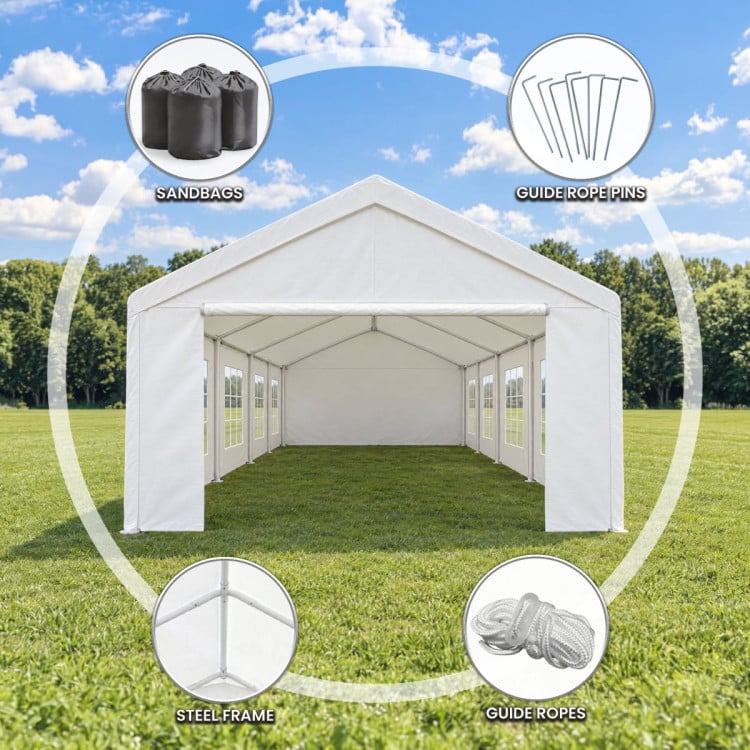 Wallaroo 4x8m Outdoor Event Marquee Party Tent Pavilion Gazebo Canopy with Removable Sidewalls & Zip Door - White image 6