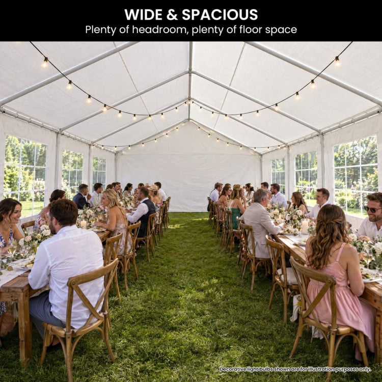 Wallaroo 4x8m Outdoor Event Marquee Party Tent Pavilion Gazebo Canopy with Removable Sidewalls & Zip Door - White image 7