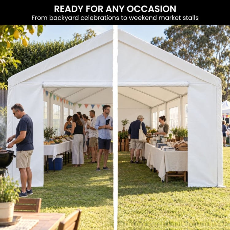 Wallaroo 4x8m Outdoor Event Marquee Party Tent Pavilion Gazebo Canopy with Removable Sidewalls & Zip Door - White image 8