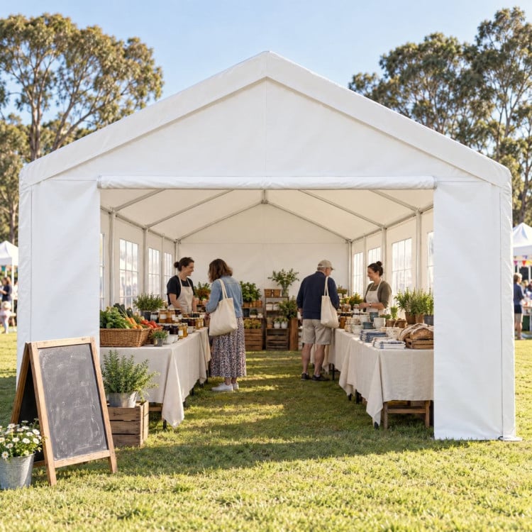 Wallaroo 4x8m Outdoor Event Marquee Party Tent Pavilion Gazebo Canopy with Removable Sidewalls & Zip Door - White image 10
