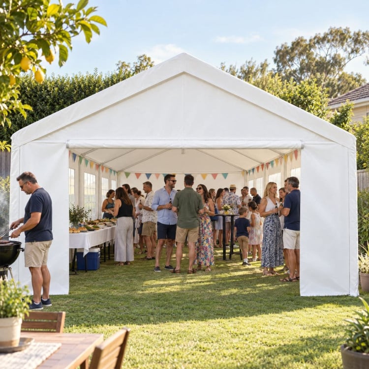 Wallaroo 4x8m Outdoor Event Marquee Party Tent Pavilion Gazebo Canopy with Removable Sidewalls & Zip Door - White image 11