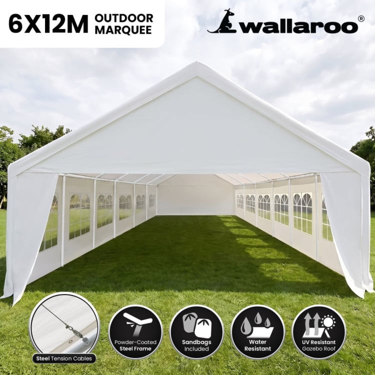 Wallaroo 6x12m Outdoor Event Marquee Gazebo Party Wedding Tent - White image 3