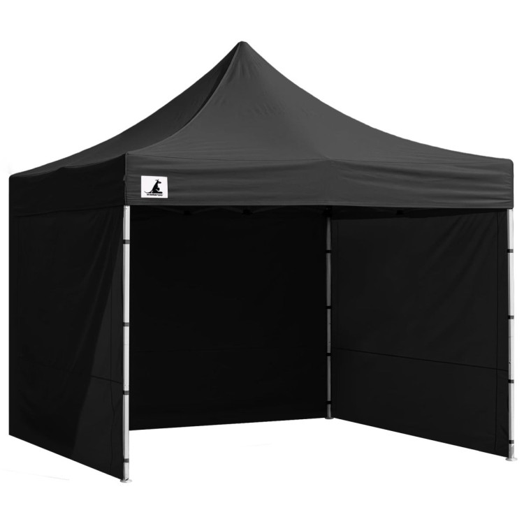 Wallaroo 3x3m Pop Up Gazebo Marquee Outdoor Folding Canopy Tent with 5 Walls Sandbags Carry Bag Weatherproof Black