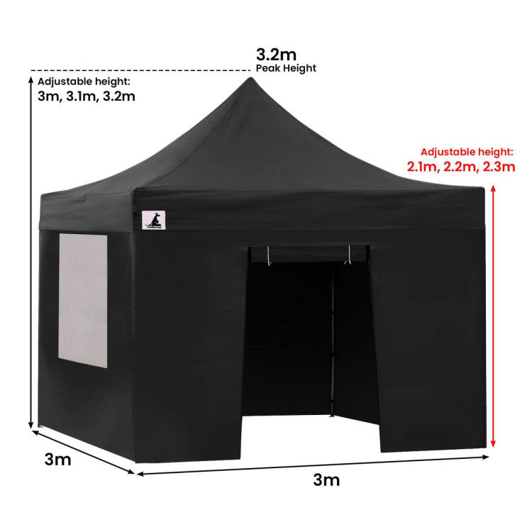 Wallaroo 3x3 PopUp Black Gazebo Marquee Outdoor Tent image 3