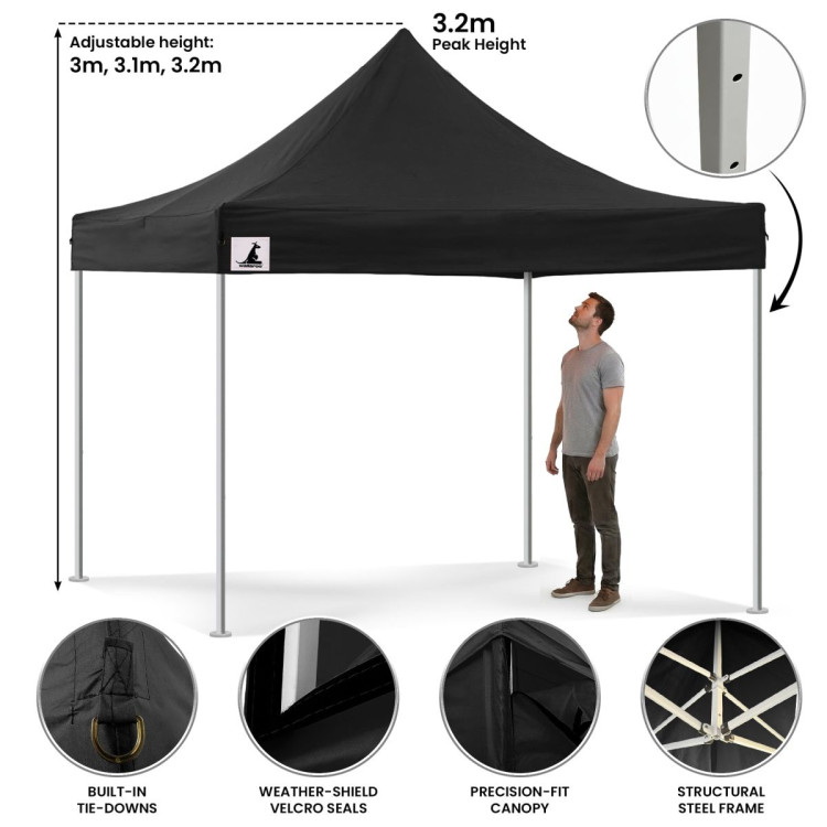 Wallaroo 3x3 PopUp Black Gazebo Marquee Outdoor Tent image 6