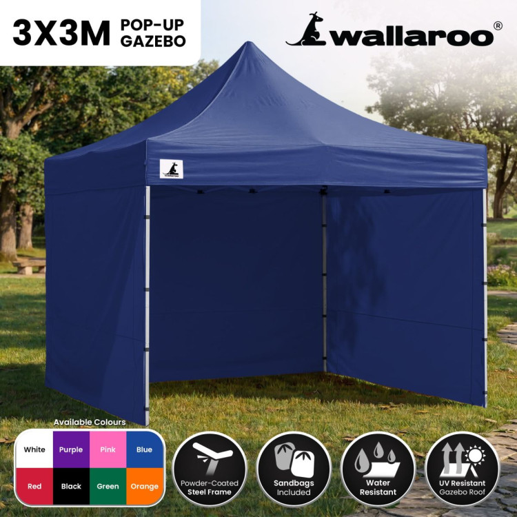 Wallaroo 3x3 PopUp Blue Gazebo Marquee Outdoor Tent image 14