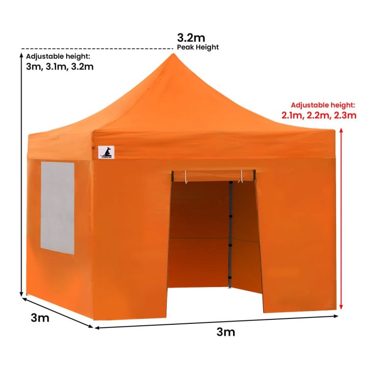 Wallaroo 3x3 PopUp Orange Gazebo Marquee Outdoor Tent image 3