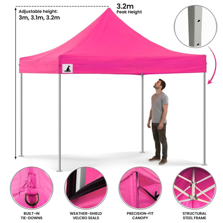 Wallaroo 3x3 PopUp Pink Gazebo Marquee Outdoor Tent image 6