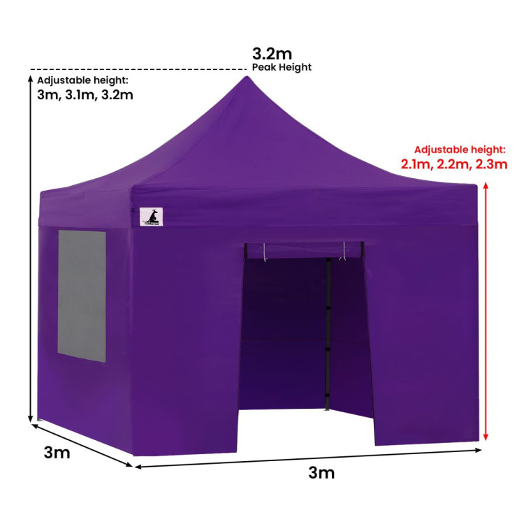 Wallaroo 3x3 PopUp Purple Gazebo Marquee Outdoor Tent image 3