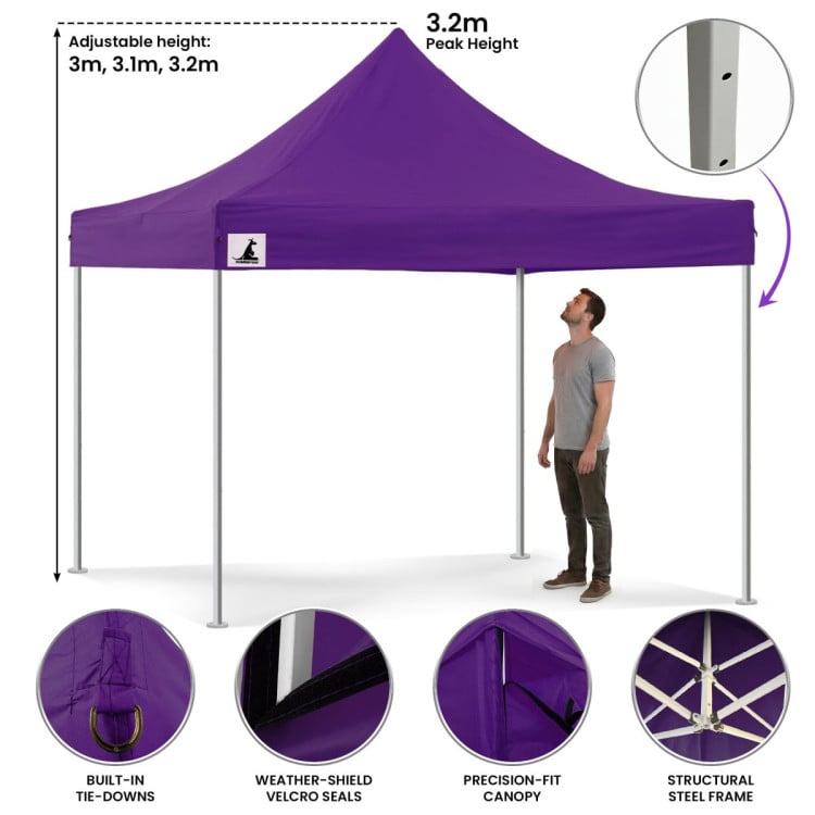 Wallaroo 3x3 PopUp Purple Gazebo Marquee Outdoor Tent image 6