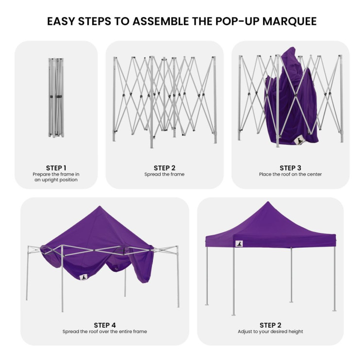 Wallaroo 3x3 PopUp Purple Gazebo Marquee Outdoor Tent image 8