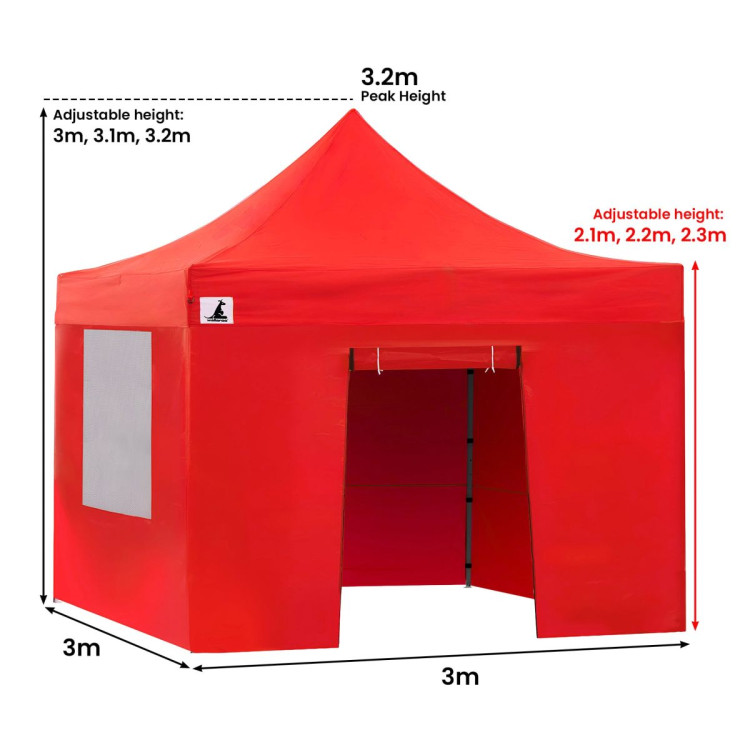 Wallaroo 3x3 PopUp Red Gazebo Marquee Outdoor Tent image 3