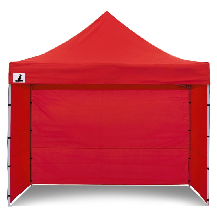 Wallaroo 3x3m Pop Up Gazebo Marquee Canopy Tent with 5 Side Walls, Sandbags & Carry Bag - Outdoor Market Red image 7
