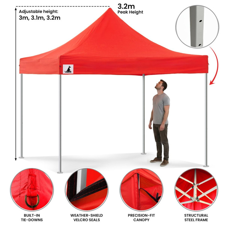 Wallaroo 3x3 PopUp Red Gazebo Marquee Outdoor Tent image 6