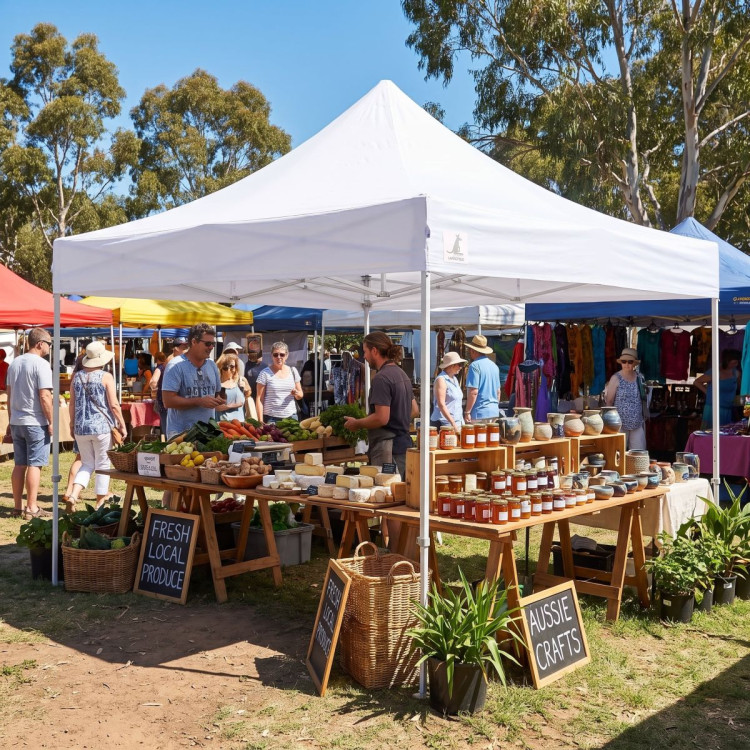 Wallaroo 3x3m Pop Up Gazebo Marquee Tent with 5 Walls, Sandbags & Carry Bag - White Folding Outdoor Canopy Shade image 3