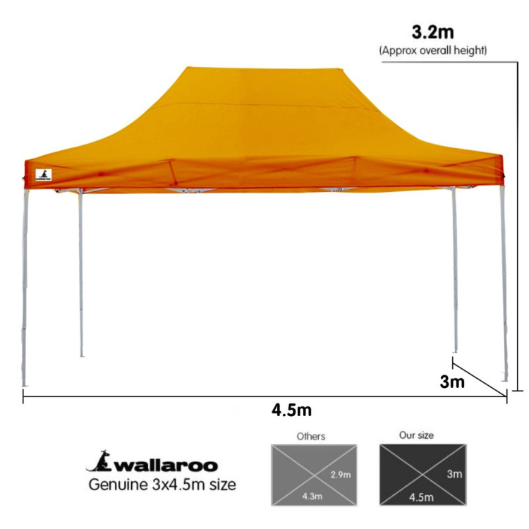 Gazebo Tent Marquee 3x4.5m PopUp Outdoor Wallaroo Orange image 6