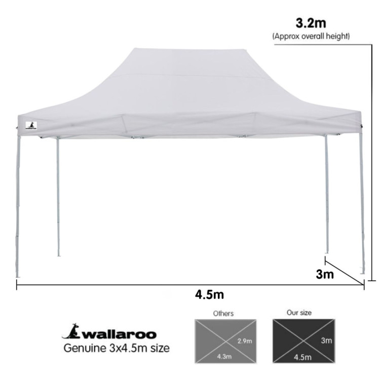 Gazebo Tent Marquee 3x4.5m PopUp Outdoor Wallaroo White image 9