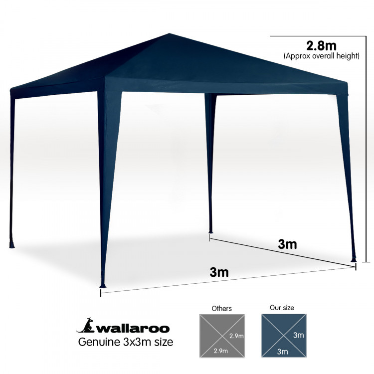 3x3m Wallaroo Outdoor Party Wedding Event Gazebo Tent - Blue image 10