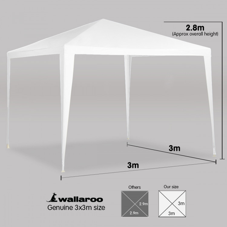 3x3m Wallaroo Outdoor Party Wedding Event Gazebo Tent - White image 5