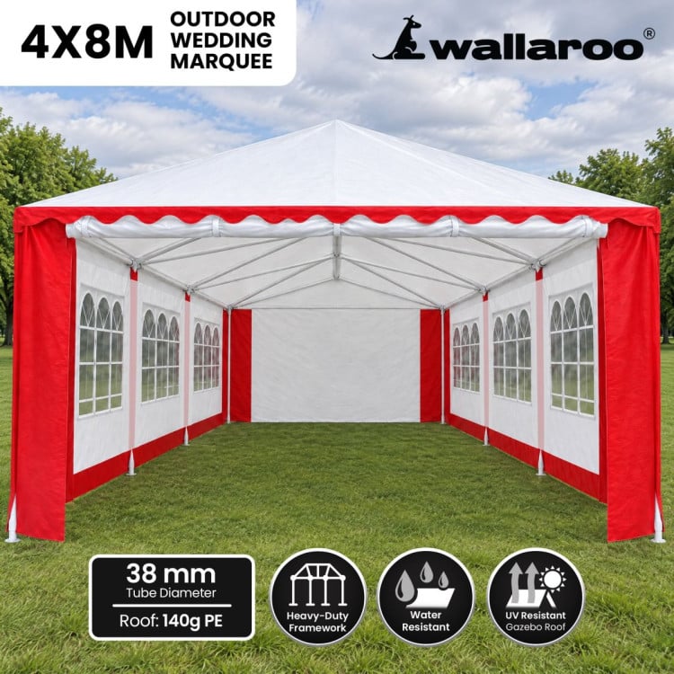 Wallaroo 4x8m Outdoor Event Wedding Marquee Tent Gazebo Canopy Red image 3