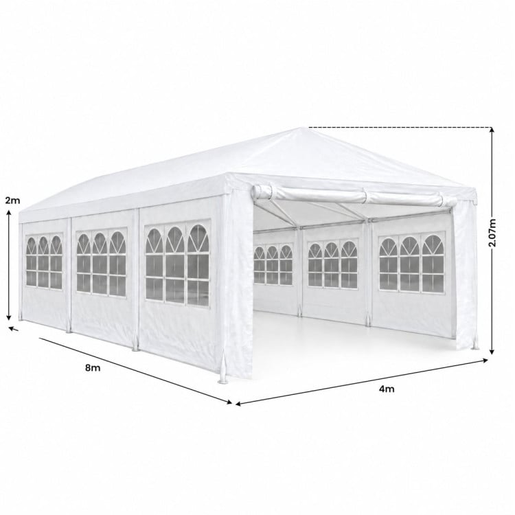 Wallaroo 4x8m Outdoor Event Marquee Gazebo Party Wedding Tent Canopy with Removable Window & Door Walls - White image 4