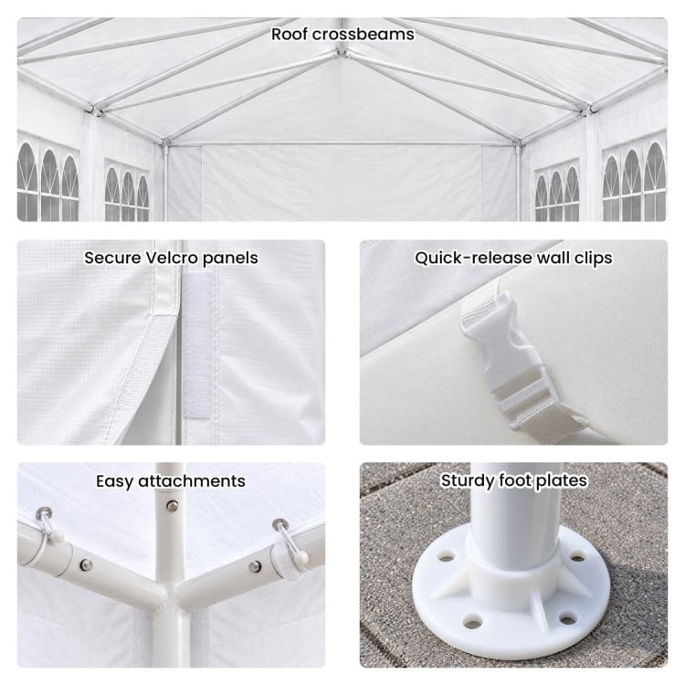 Wallaroo 4x8m Outdoor Event Marquee Gazebo Party Wedding Tent Canopy with Removable Window & Door Walls - White image 5