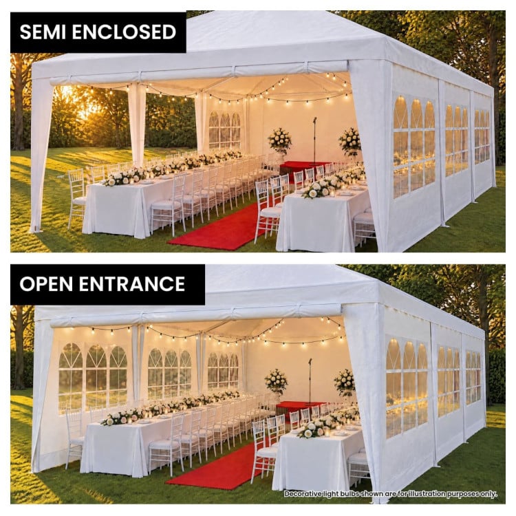 Wallaroo 4x8m Outdoor Event Marquee Gazebo Party Wedding Tent Canopy with Removable Window & Door Walls - White image 8