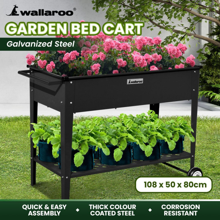 Wallaroo Garden Bed Raised 108.5 x 50.5 x 80cm Galvanized Steel  Black image 11