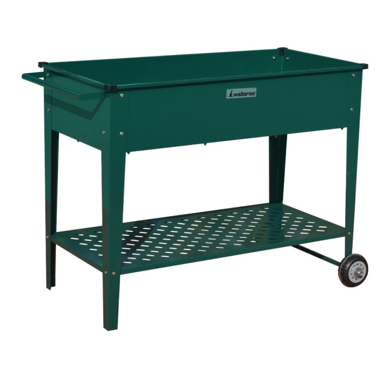 Wallaroo Garden Bed Cart Raised Planter Box 108.5 x 50.5 x 80cm Galvanized Steel - Green image 3