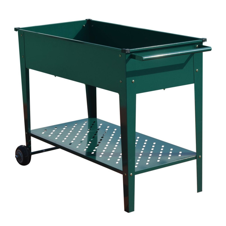 Wallaroo Garden Bed Cart Raised Planter Box 108.5 x 50.5 x 80cm Galvanized Steel - Green image 4