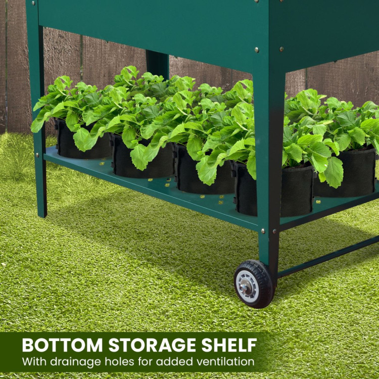Wallaroo Garden Bed Cart Raised Planter Box 108.5 x 50.5 x 80cm Galvanized Steel - Green image 7
