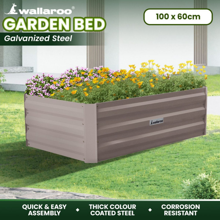 Wallaroo Garden Bed 100 x 60 x 30cm Galvanized Steel - Gre image 10
