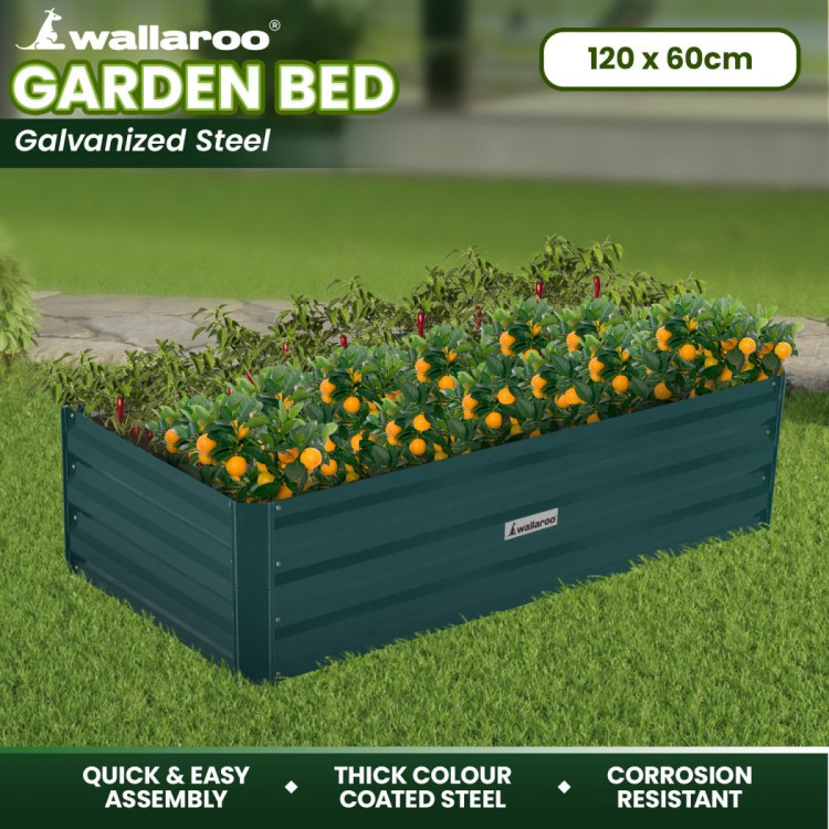 Wallaroo Garden Bed 120 x 60 x 30cm Galvanized Steel - Green image 10