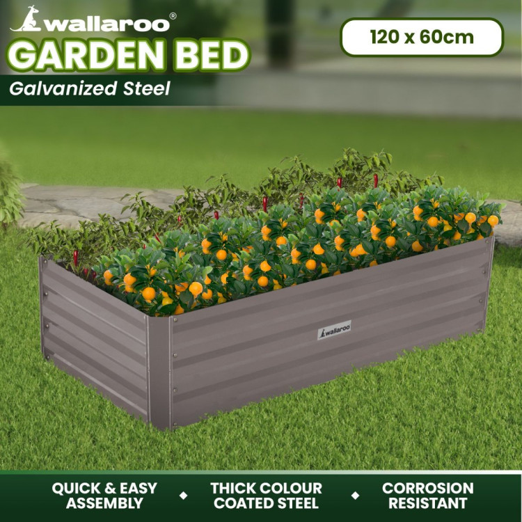 Wallaroo Garden Bed 120 x 60 x 30cm Galvanized Steel - Grey image 10