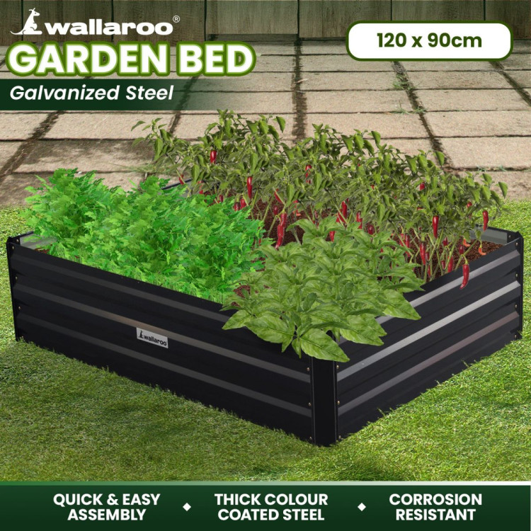 Wallaroo Garden Bed 120 x 90 x 30cm Galvanized Steel - Black image 10