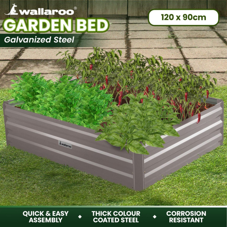 Wallaroo Garden Bed 120 x 90 x 30cm Galvanized Steel - Grey image 10
