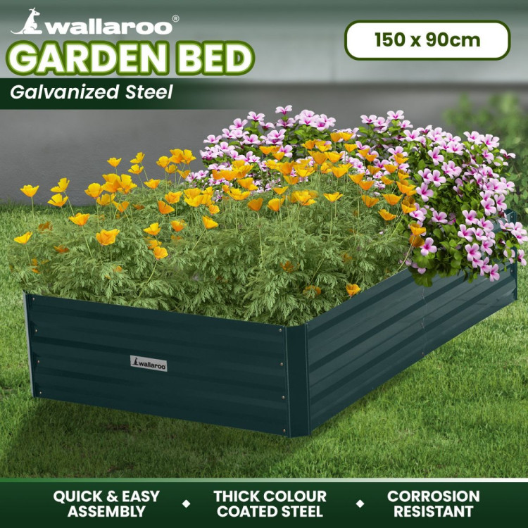 Wallaroo Garden Bed 150 x 90 x 30cm Galvanized Steel - Green image 10
