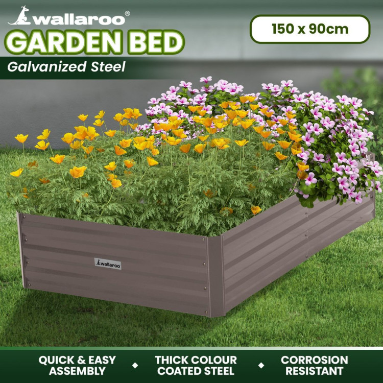 Wallaroo Garden Bed 150 x 90 x 30cm Galvanized Steel - Grey image 10