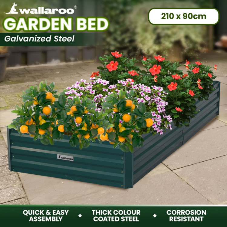 Wallaroo Garden Bed 210 x 90 x 30cm Galvanized Steel - Green image 10
