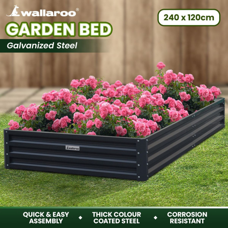Wallaroo Garden Bed 240 x 120 x 30cm Galvanized Steel - Black image 11