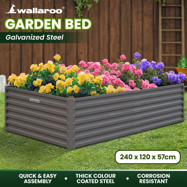 Wallaroo Garden Bed 240 x 120 x 57cm Galvanized Steel - Grey image 11