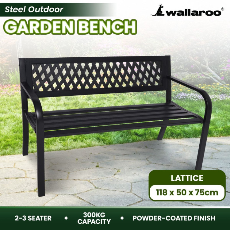 Wallaroo Steel Outdoor Garden Bench - Lattice image 12