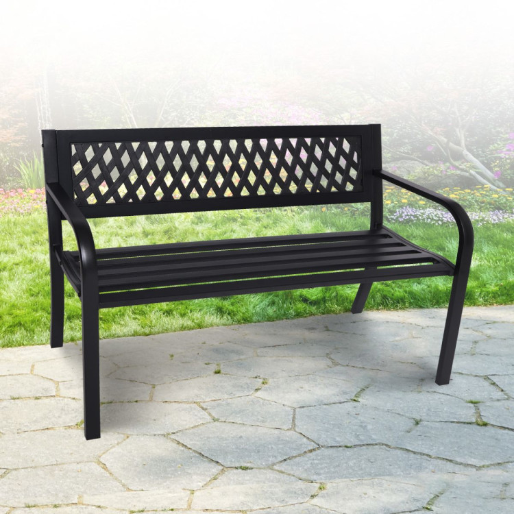 Wallaroo Steel Outdoor Garden Bench - Lattice image 11