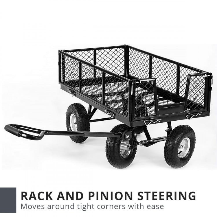 Garden Cart with Mesh Liner Lawn Folding Trolley Black image 4